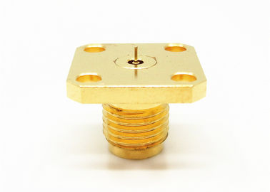 Gold Plated 2.4mm Female Straight Four Holes Flange Mount Millimeter Wave Connector