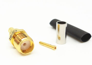 Female Straight SMA RF Coaxial Connector Gold Plated Crimping Cable Connector