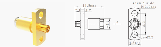 2 Hole Flange Female SMPM RF Connector For CXN3506 / MF108A Cable Connector