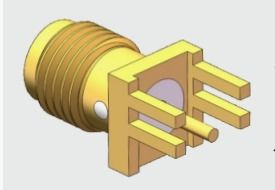50 ओम गोल्ड प्लेटेड स्ट्रेट एसएमए महिला 4 लेग थ्रू होल सोल्डर पीसीबी कनेक्टर 18 गीगाहर्ट्ज तक की आवृत्ति