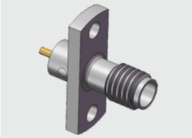 Stainless Steel 2 Hole Flange Mount SSMA Female / Jack RF Coaxial Microstrip Connector Up To 18GHz with Metal Convex Surface