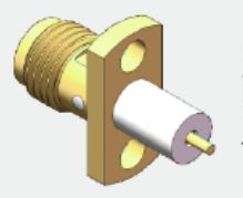 2 छेद फ्लैंज माउंट SMA जैक RF कोएक्सियल कनेक्टर पैनल माउंट SMA जैक आवृत्ति 18GHz तक