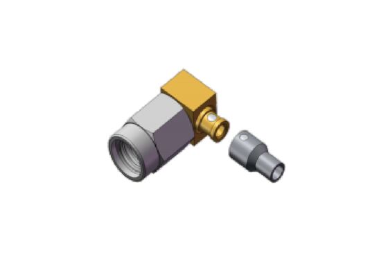50Ω इम्पीडेंस 3GHz राइट एंगल मिनी SMA मेल SSMA RF कनेक्टर मल्टी कोर फ्लेक्सिबल केबल के साथ