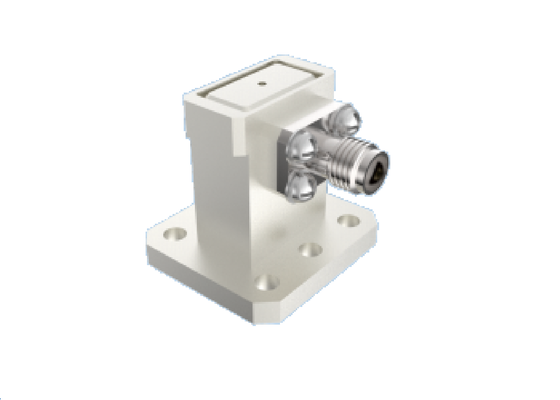 50Ω 15GHz~22GHz WR 51/BJ180 वेवगाइड से 2.92mm एडाप्टर Ku/K बैंड राइट एंगल स्ट्रक्चर एयरोस्पेस RF कनेक्टर कम VSWR और कम इंसर्शन लॉस के साथ