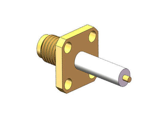 चार छेद वाला फ्लैंज पैनल माउंट 50Ω 18GHz SMA RF कनेक्टर